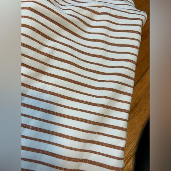 Tularosa NWT white/rose gold striped halter stretch mini dress Size medium - Picture 2 of 7